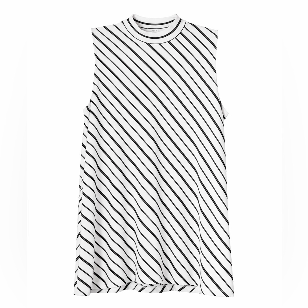 Chico’s Size 0 ( Small/ Medium)Sleeveless Mock Neck Striped Top | Black & White